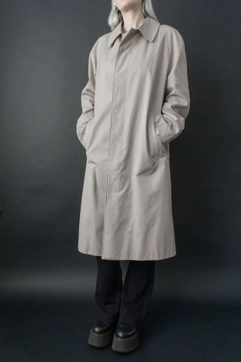 Burberrys Car Coat Beige – Vintage 80s Nova Check, M–L