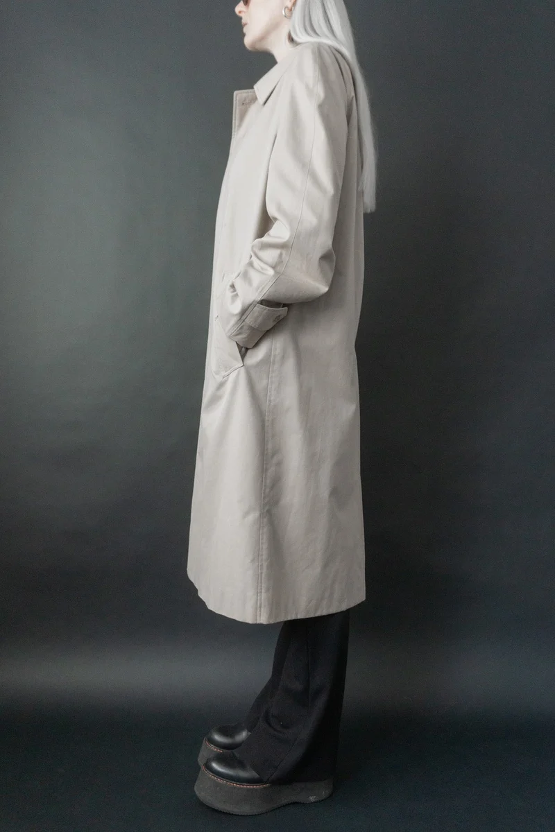 Burberrys Car Coat Beige – Vintage 80s Nova Check, M–L