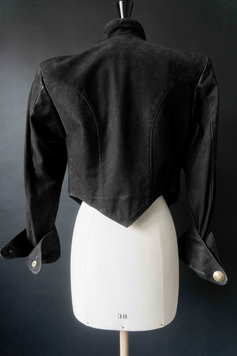 Vintage Pyrate Style Lederjacke Schwarz, S–M