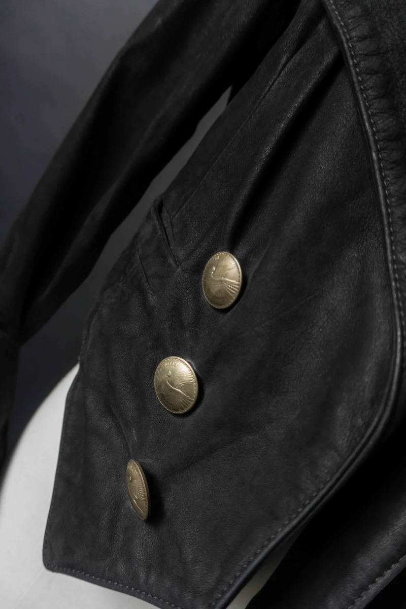 Vintage Pyrate Style Lederjacke Schwarz, S–M