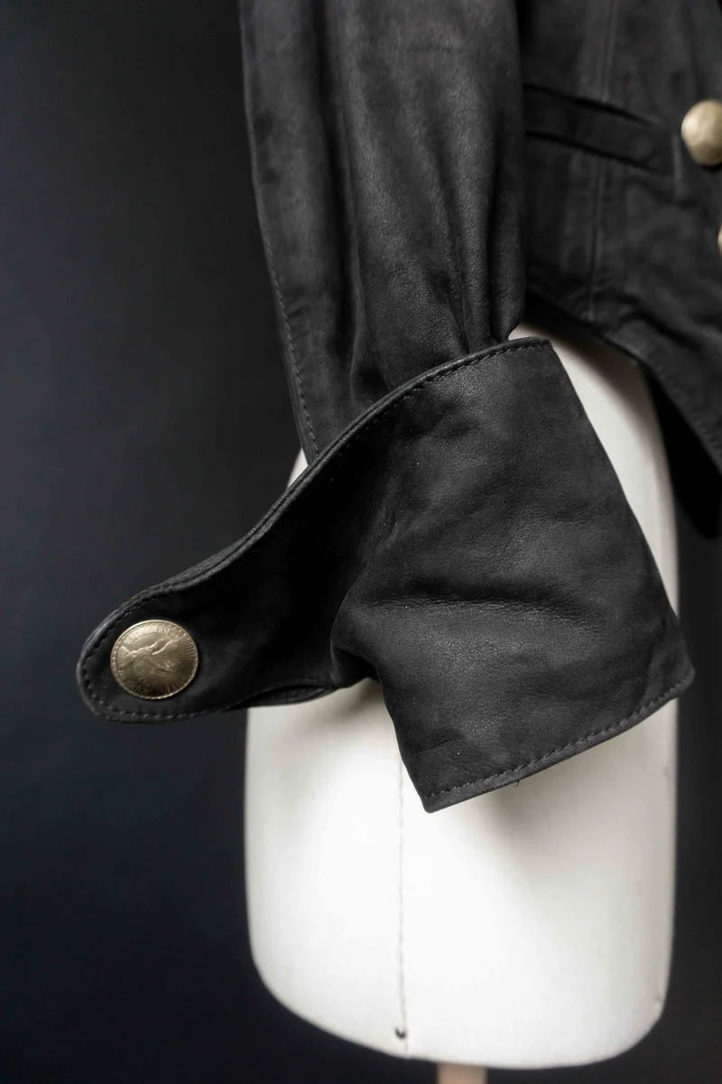 Vintage Pyrate Style Lederjacke Schwarz, S–M