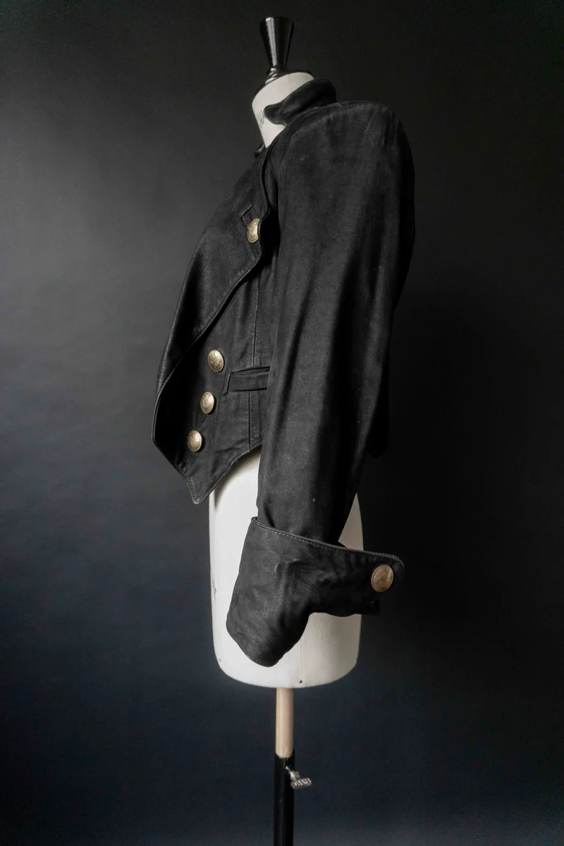 Vintage Pyrate Style Lederjacke Schwarz, S–M