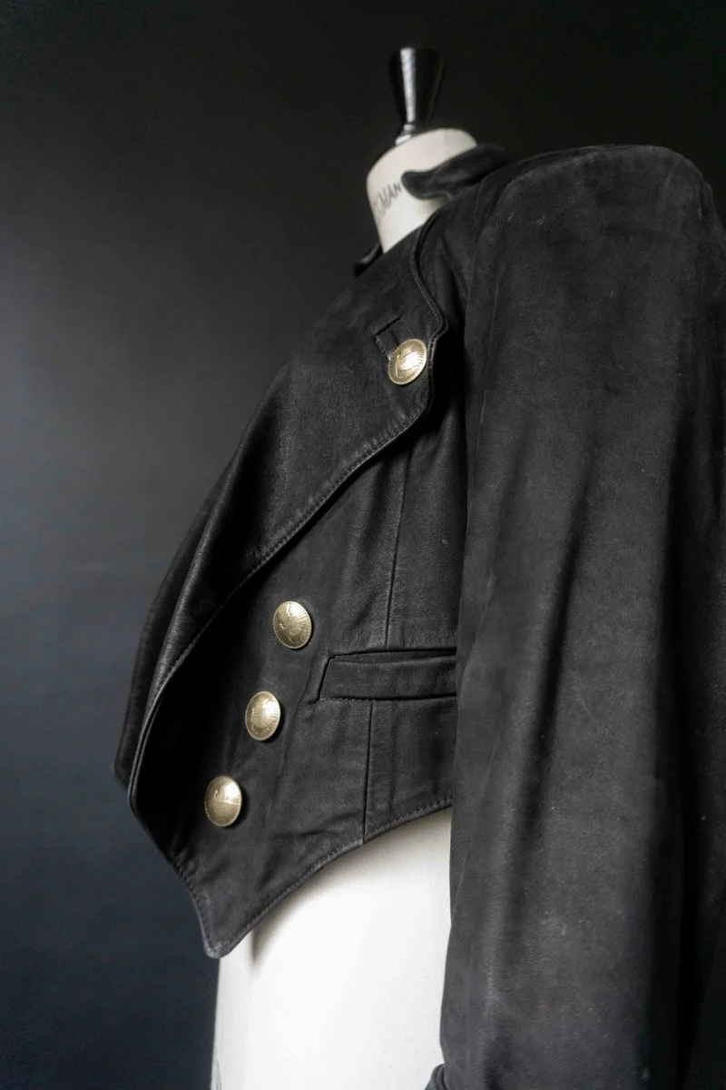 Vintage Pyrate Style Lederjacke Schwarz, S–M
