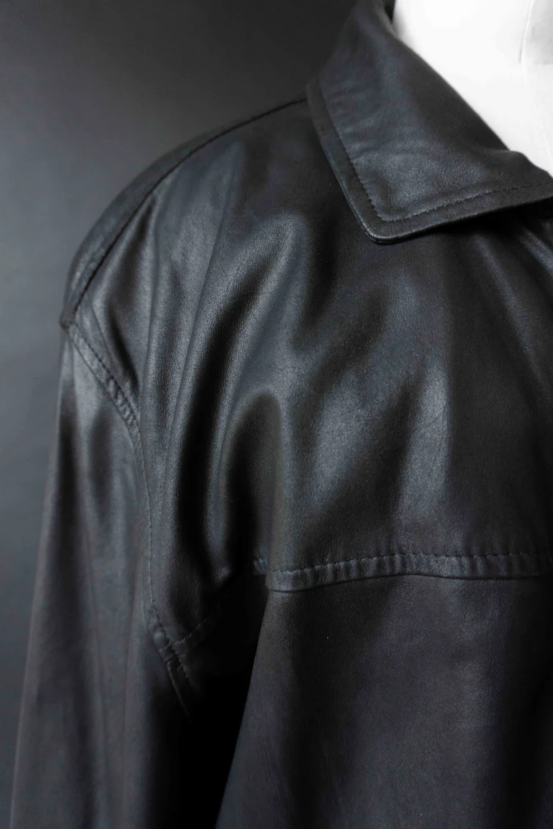 Vintage Lederjacke Schwarz Oversize – Soft Leather Blouson 90s, M–XL