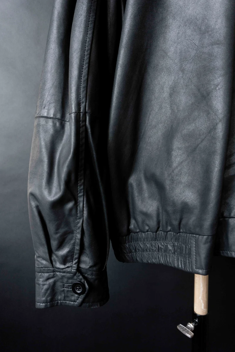 Vintage Lederjacke Schwarz Oversize – Soft Leather Blouson 90s, M–XL