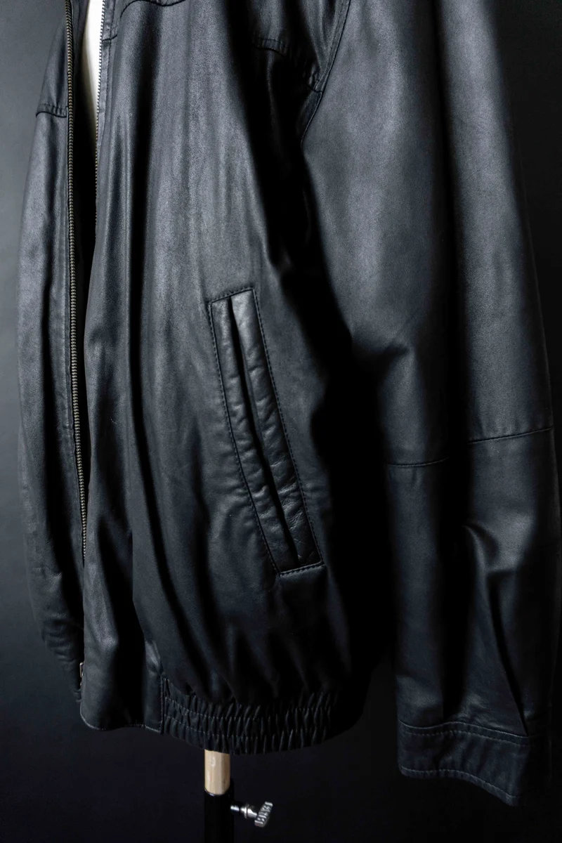 Vintage Lederjacke Schwarz Oversize – Soft Leather Blouson 90s, M–XL