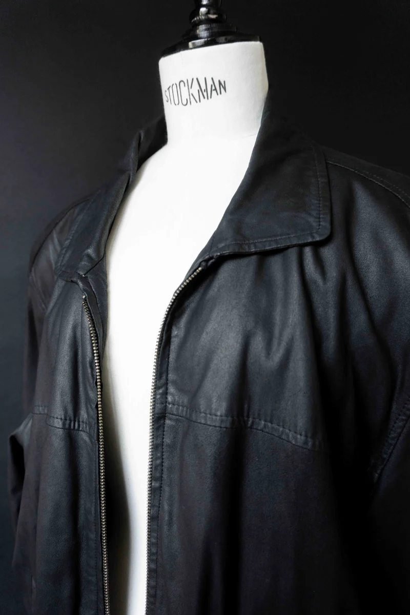 Vintage Lederjacke Schwarz Oversize – Soft Leather Blouson 90s, M–XL