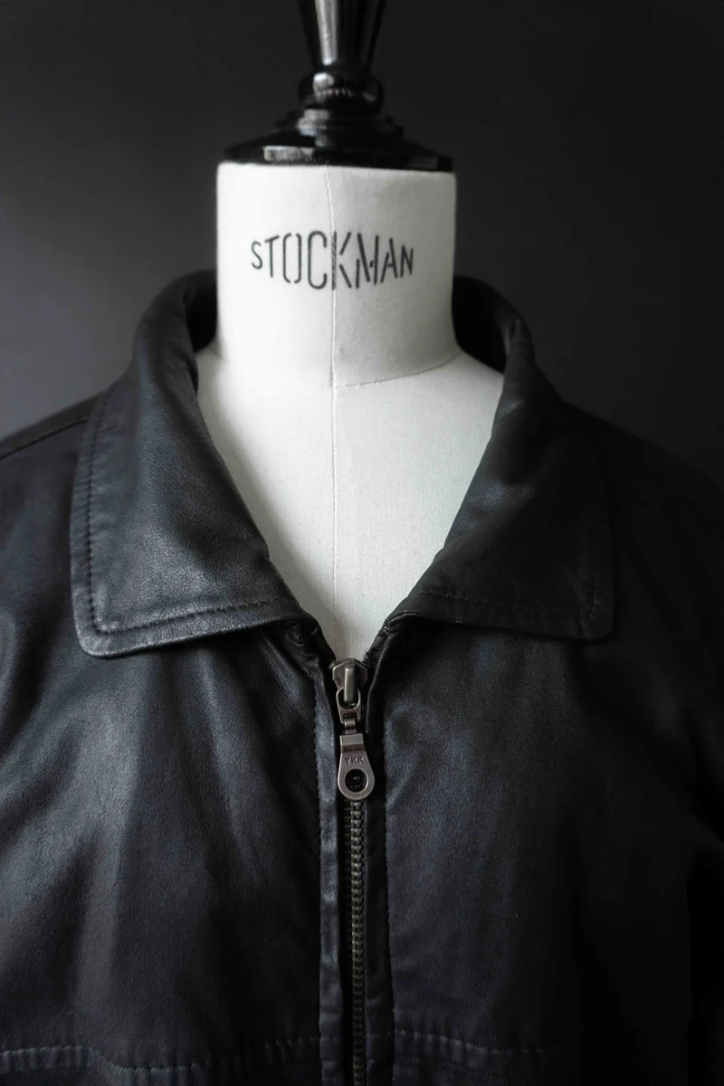 Vintage Lederjacke Schwarz Oversize – Soft Leather Blouson 90s, M–XL