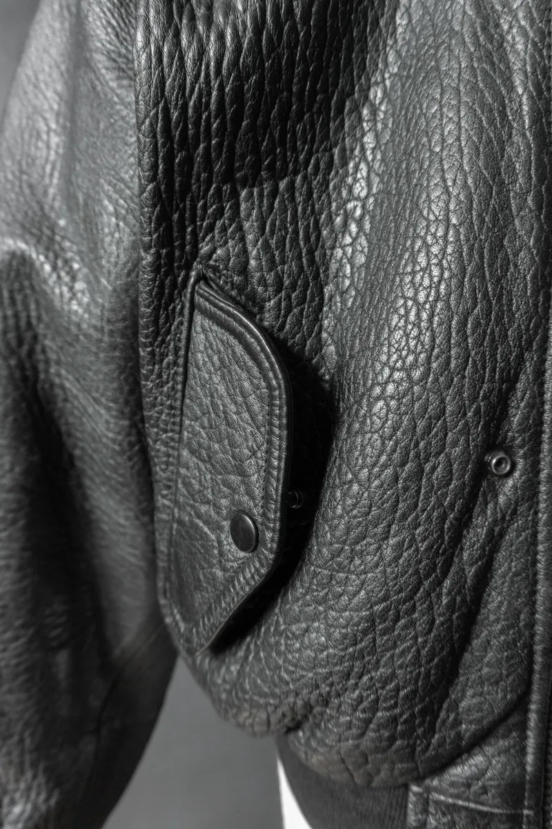Vintage 80s Bomber Lederjacke, grained Leder, M–L