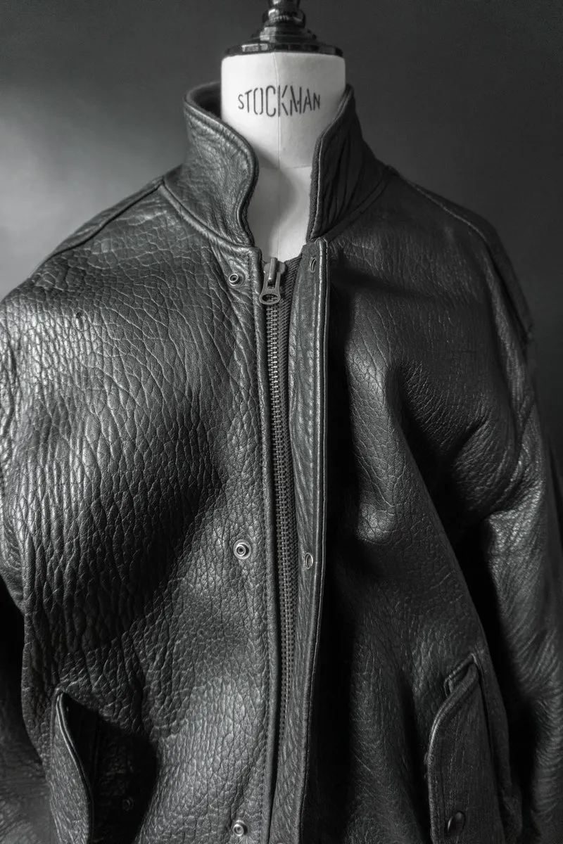 Vintage 80s Bomber Lederjacke, grained Leder, M–L