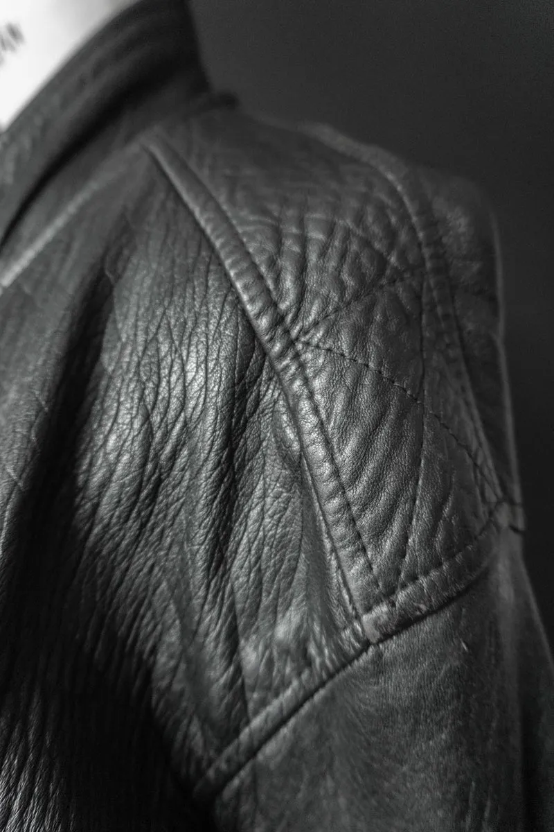 Vintage 80s Bomber Lederjacke, grained Leder, M–L