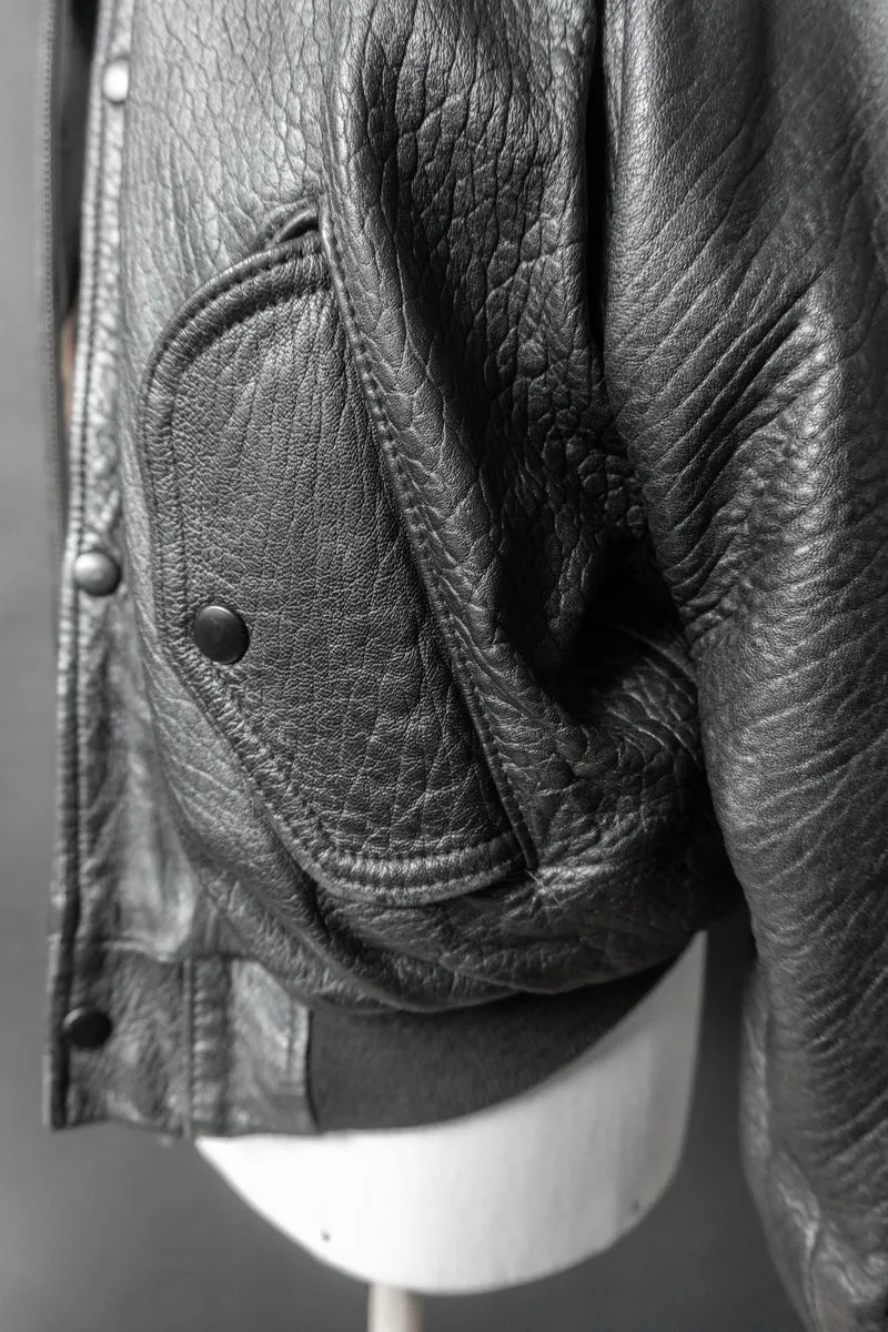 Vintage 80s Bomber Lederjacke, grained Leder, M–L