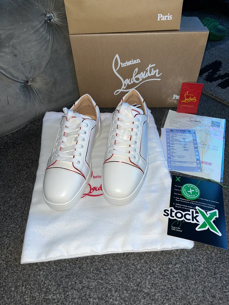 White & Red Shinny Trainers