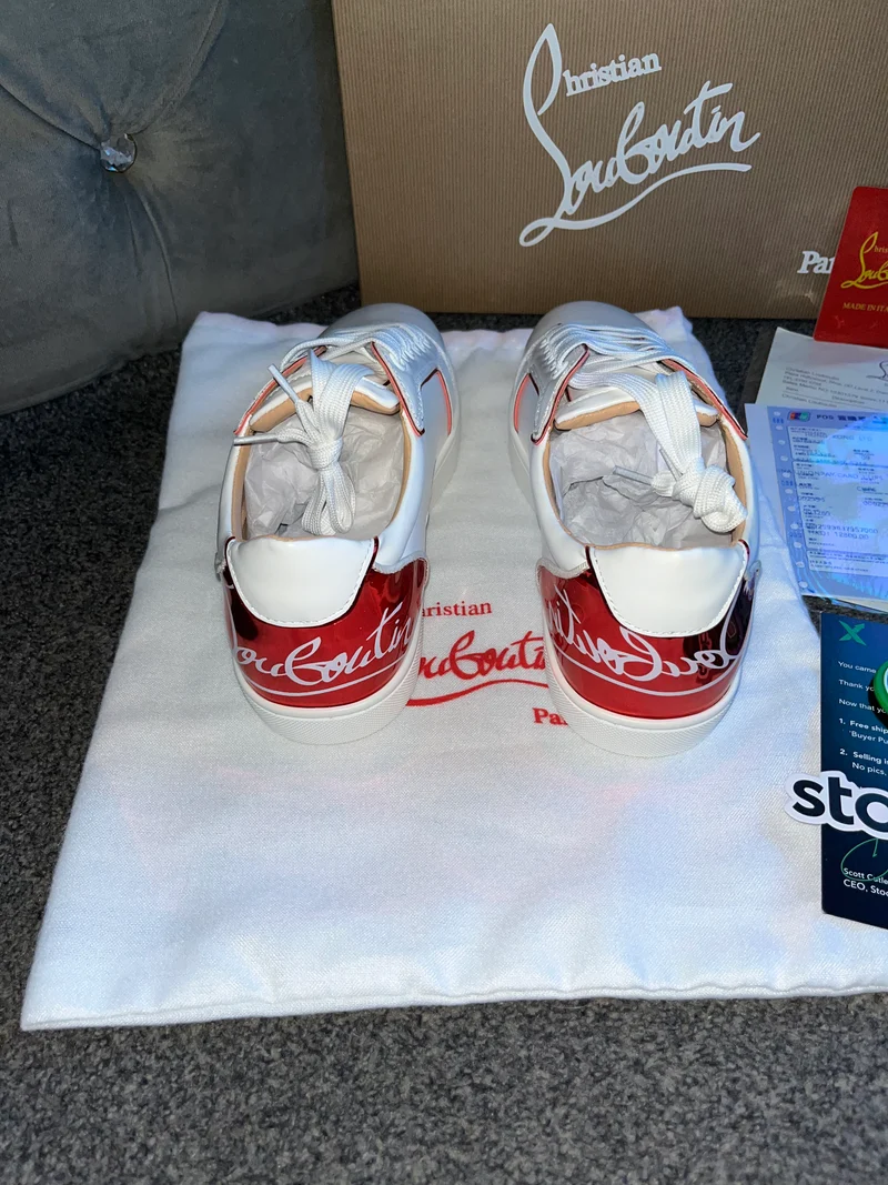 White & Red Shinny Trainers
