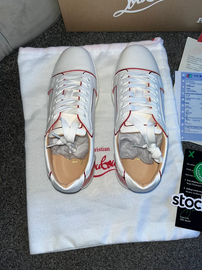 White & Red Shinny Trainers