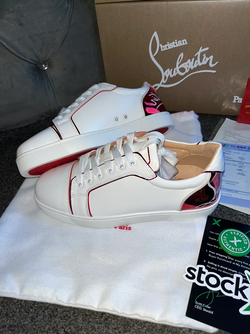 White & Red Shinny Trainers