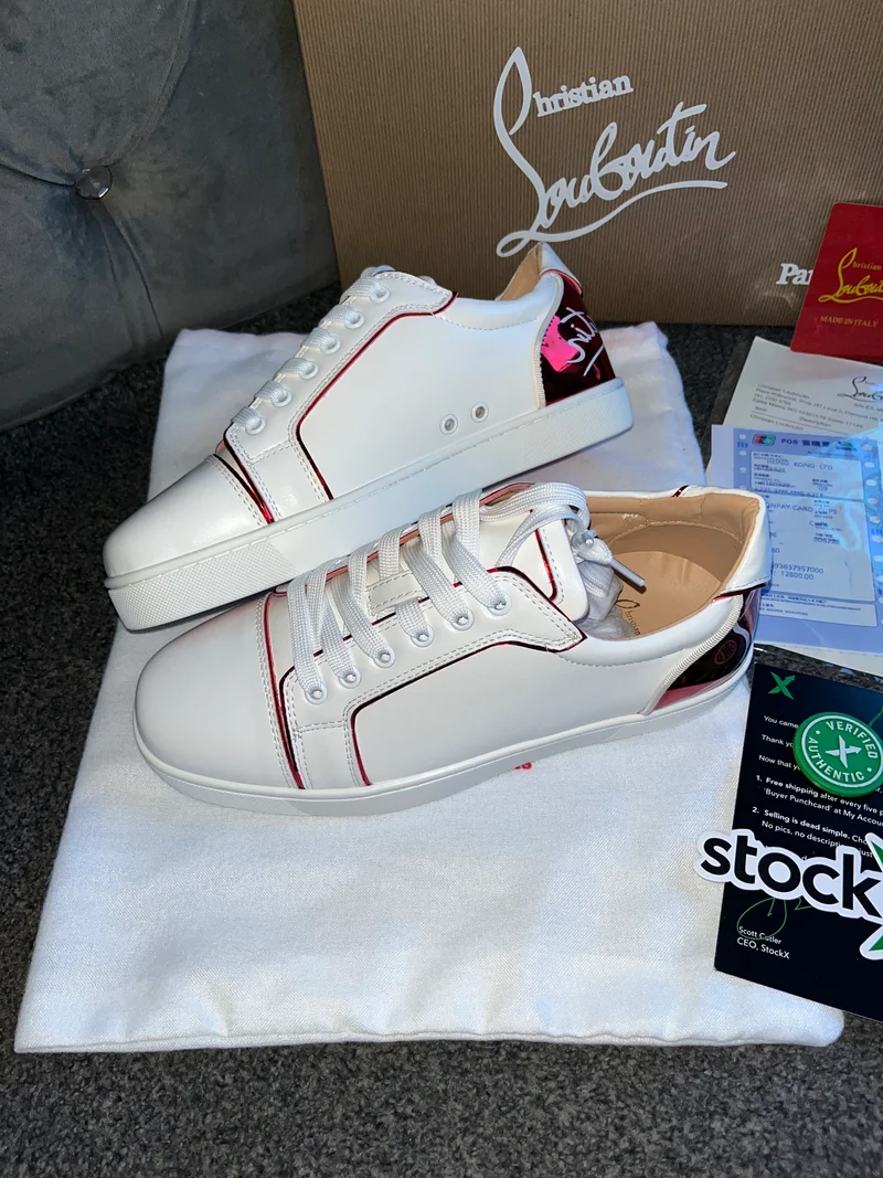 White & Red Shinny Trainers