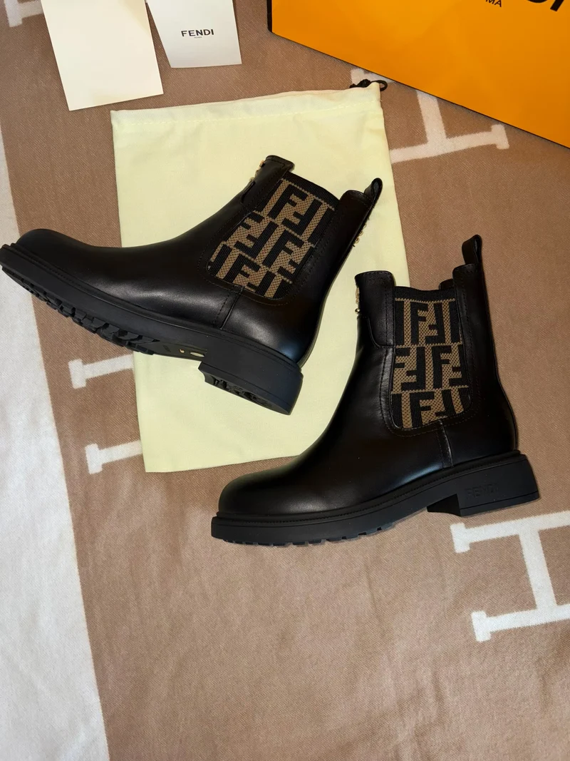 Black Leather FF Boots
