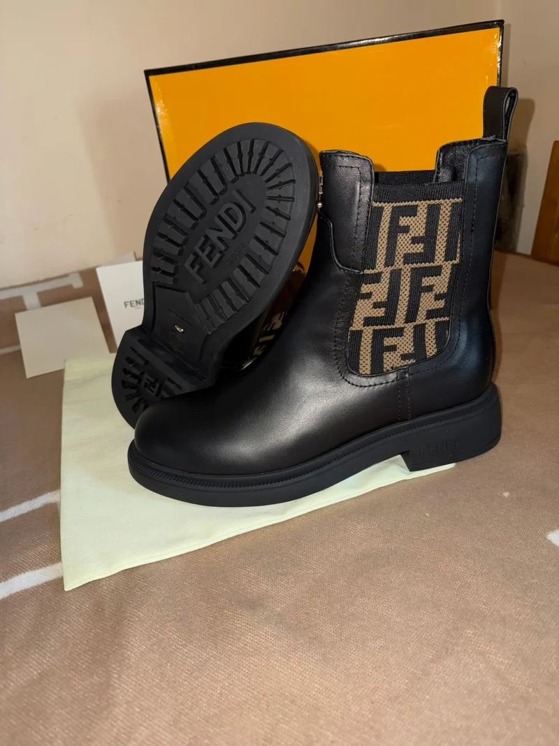 Black Leather FF Boots