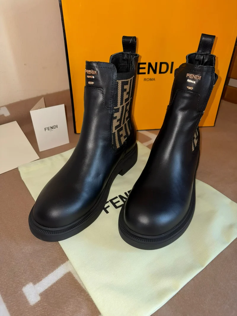 Black Leather FF Boots