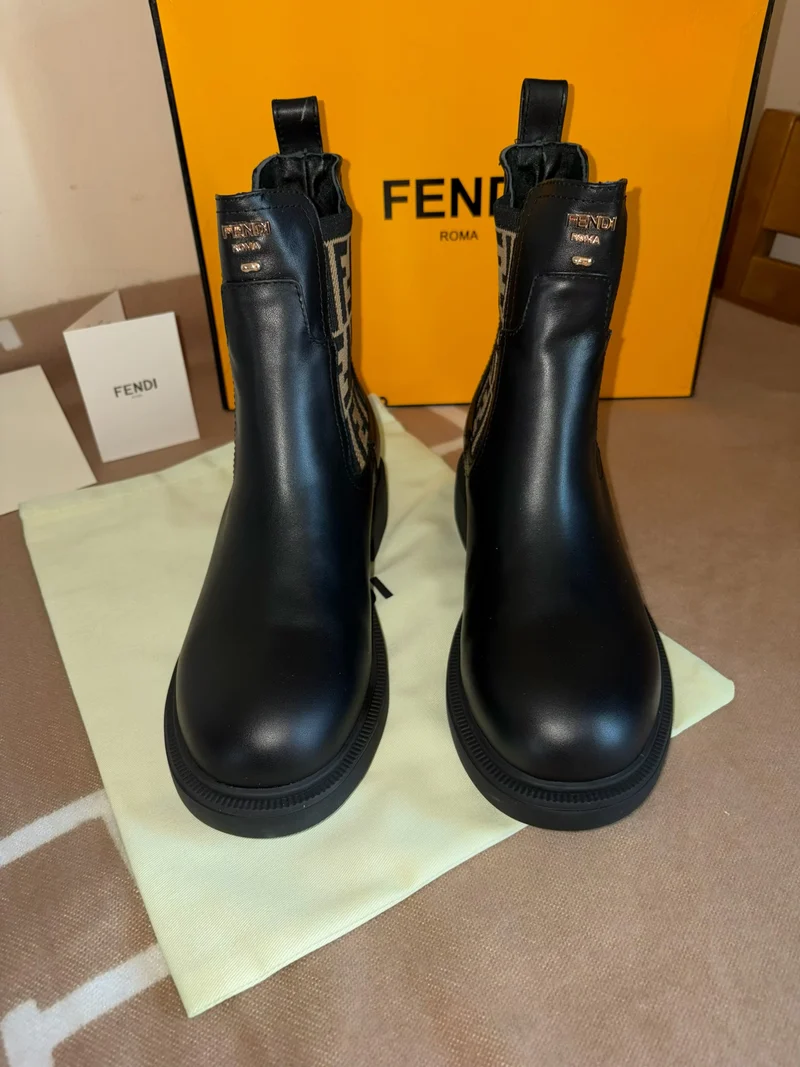Black Leather FF Boots
