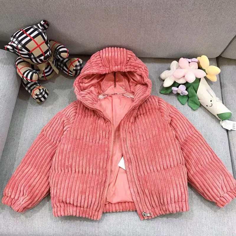 Coral Fluffy Kids Coat