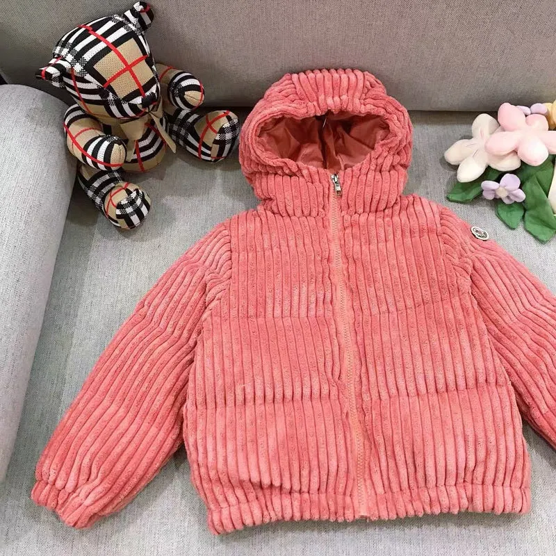 Coral Fluffy Kids Coat