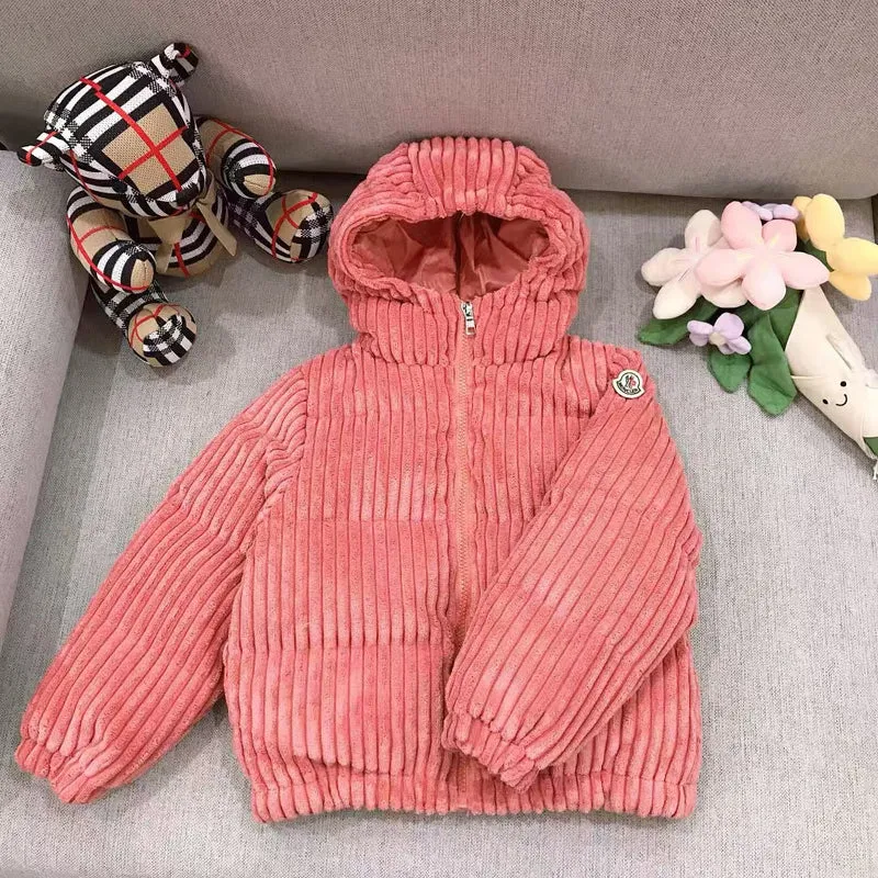 Coral Fluffy Kids Coat