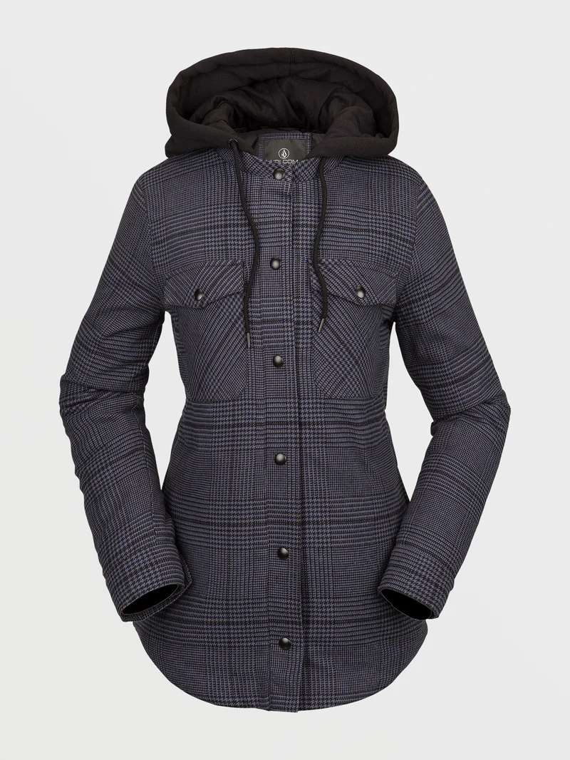 Hooded Flannel Jacket - Black