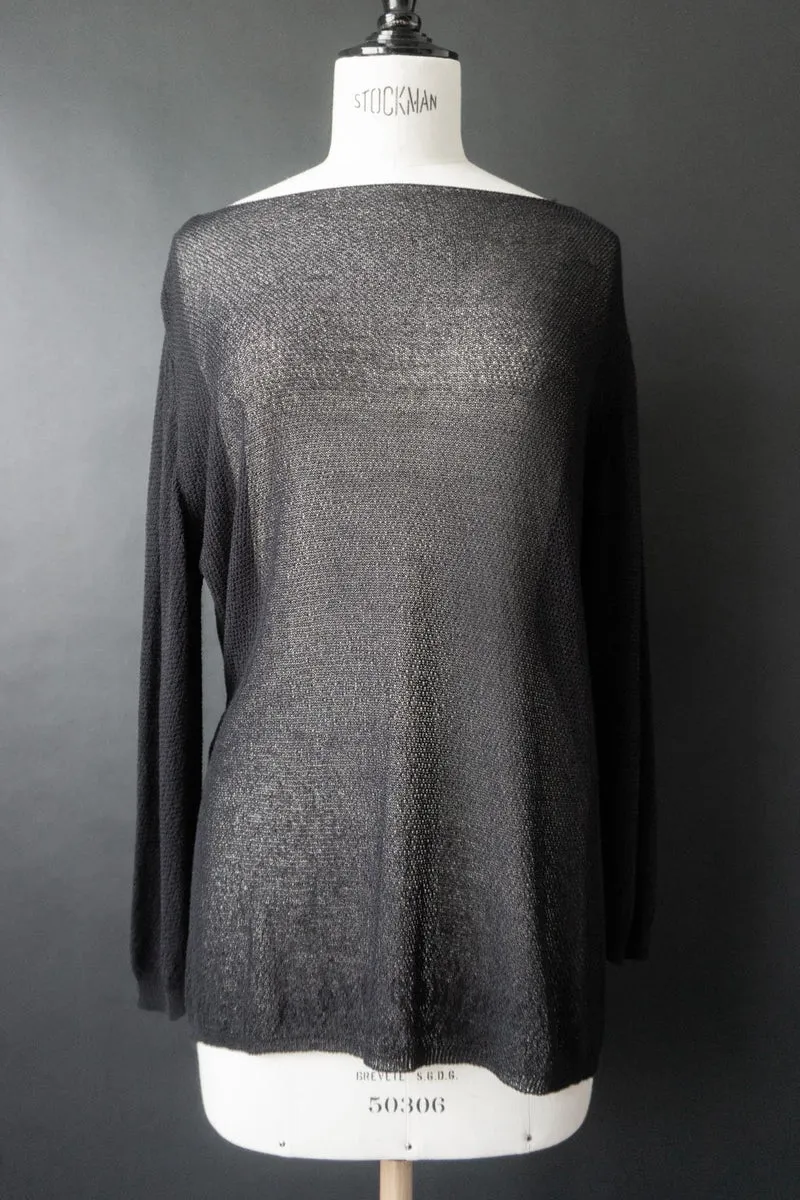 Schwarzer Lightweight Strickpullover, Sommer Knit, S–M