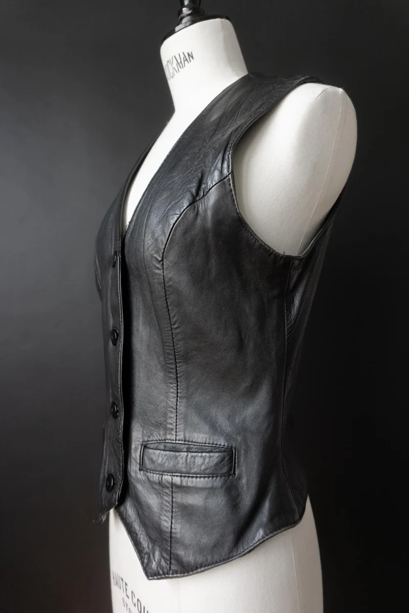 Vintage Lederweste aus Echtleder, Festival Piece, S–M
