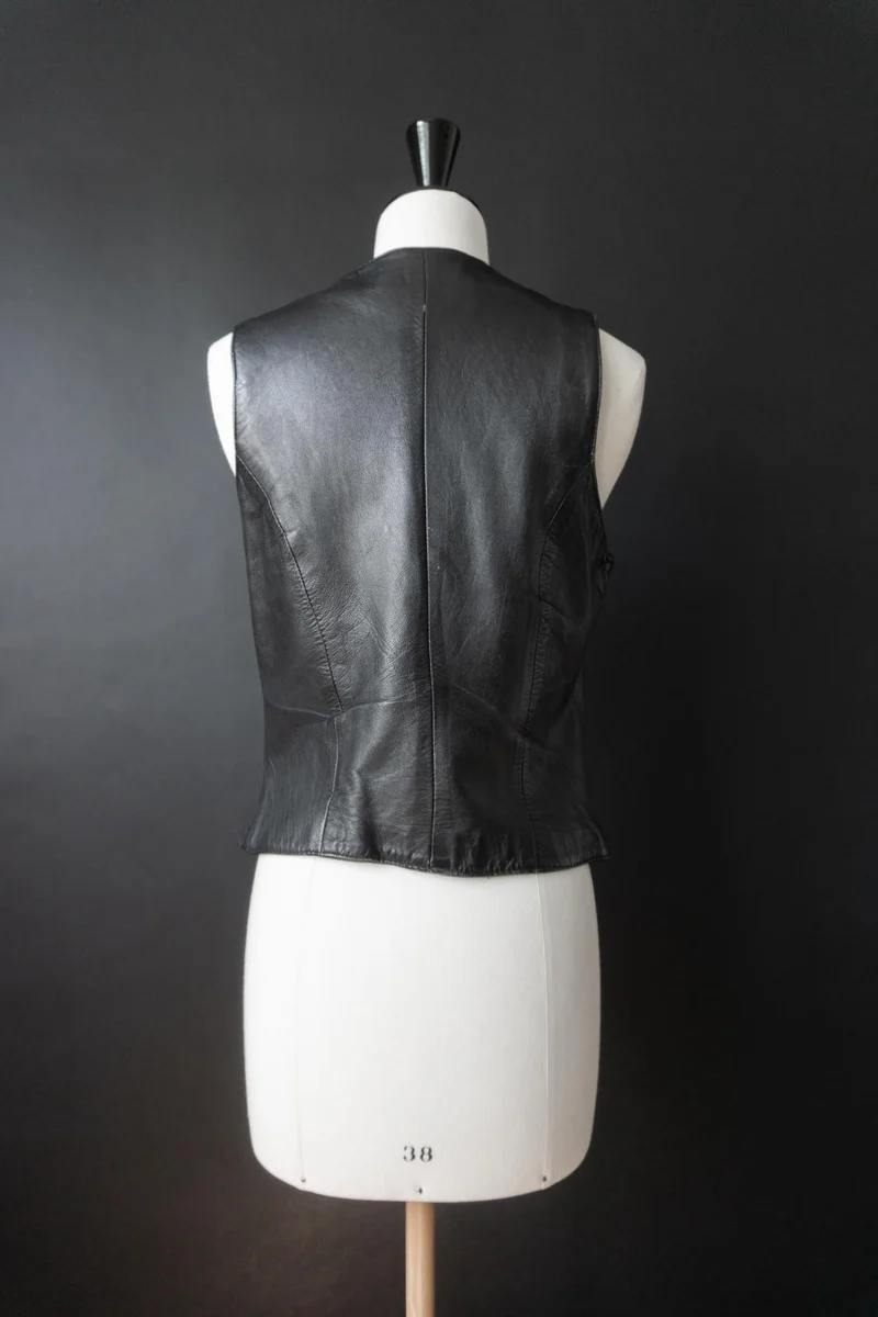 Vintage Lederweste aus Echtleder, Festival Piece, S–M