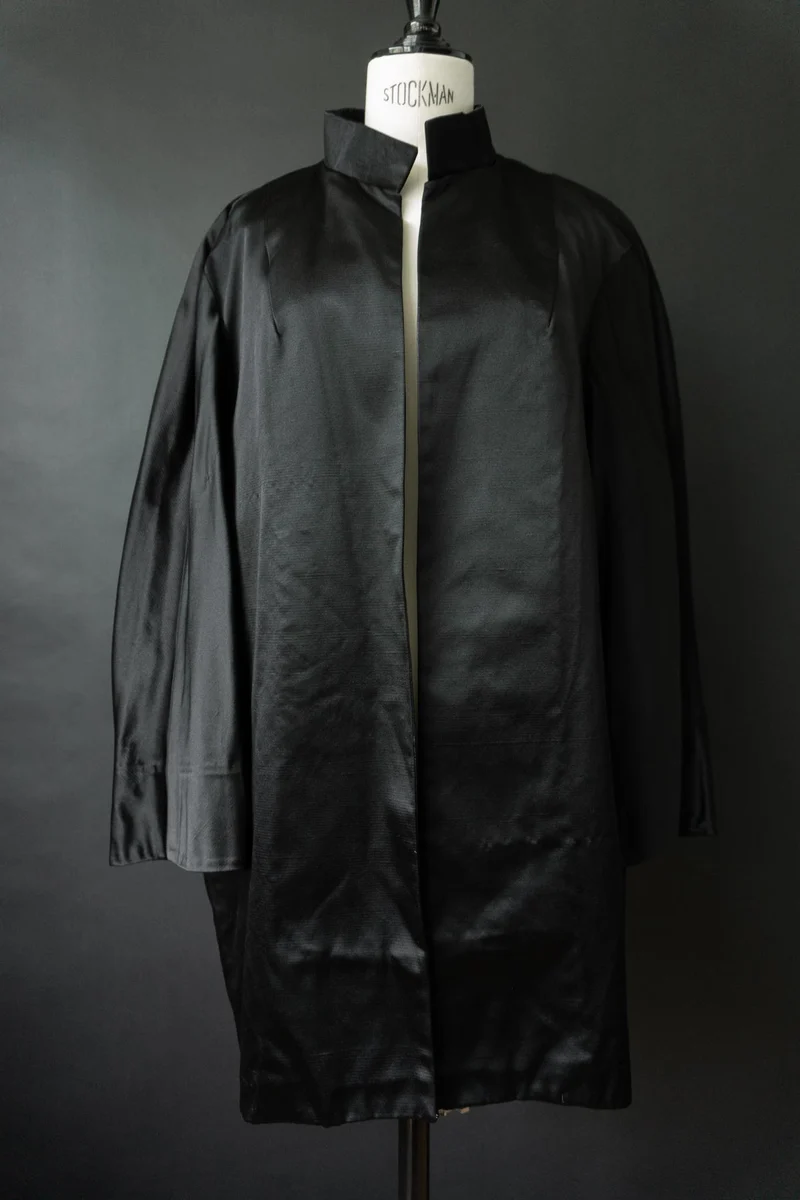 Vintage Kimonojacke schwarze Seide, M–L