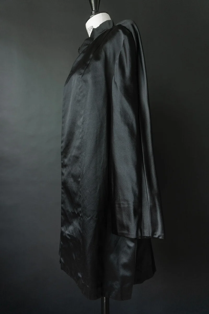 Vintage Kimonojacke schwarze Seide, M–L