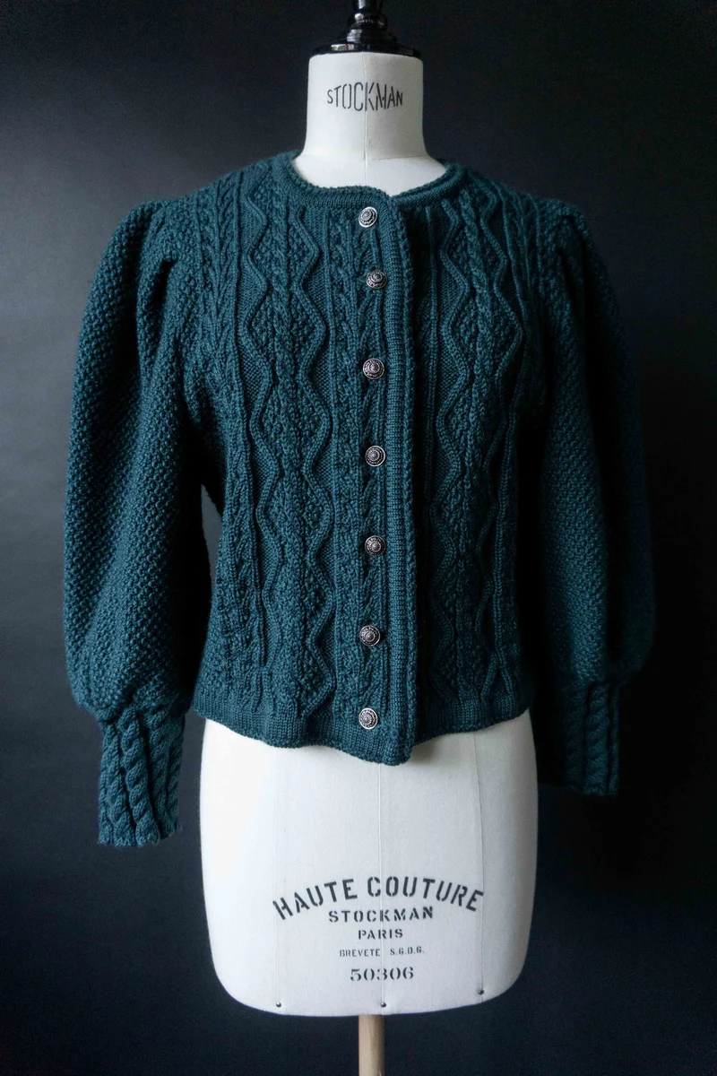 Vintage Dark Folklore Cardigan Petrol, S–M