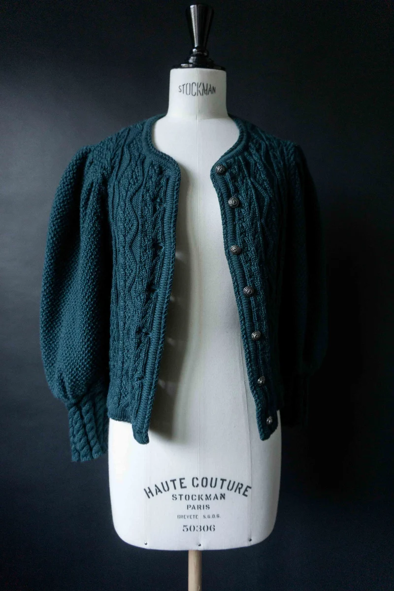 Vintage Dark Folklore Cardigan Petrol, S–M