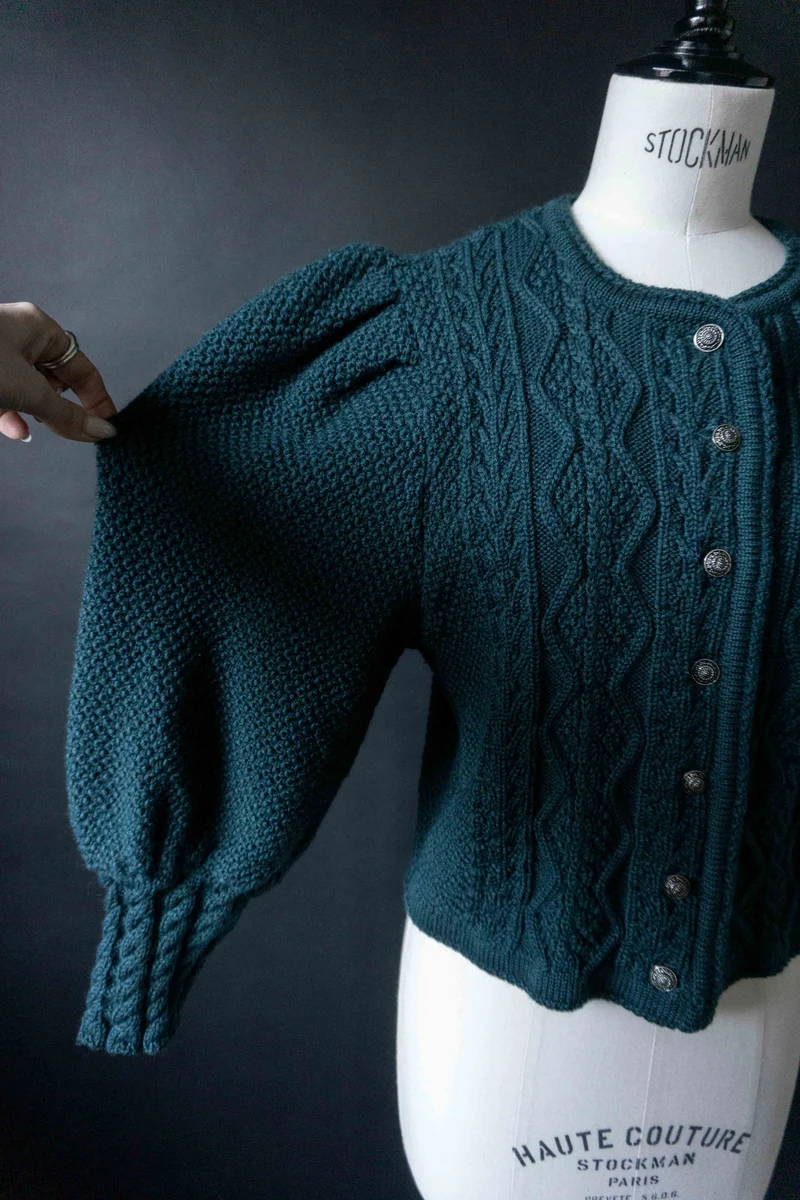 Vintage Dark Folklore Cardigan Petrol, S–M