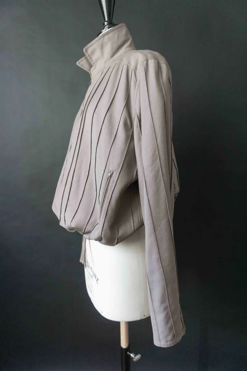 Laura Biagiotti Vintage Jacke – taupe Baumwolle, 70s Designer, S–M