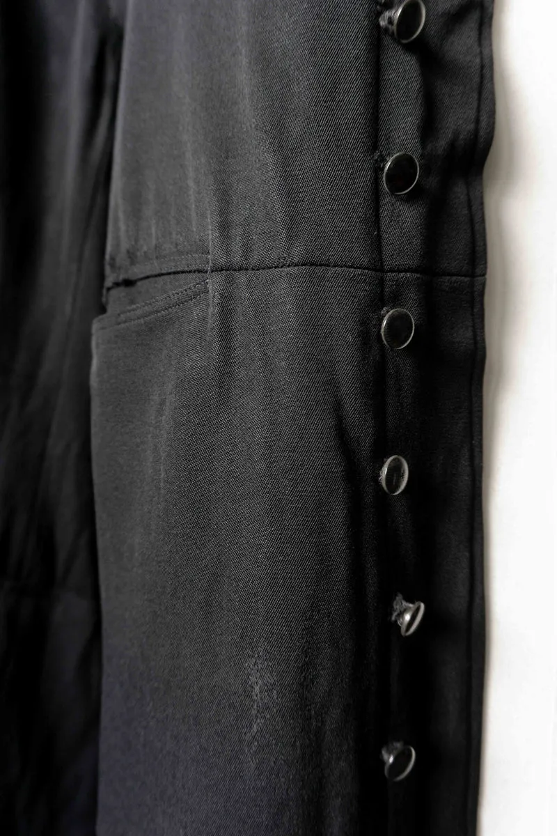 Antiker französischer Pfarrermantel – schwarzer Clergy Coat mit Knopfleiste, M–L