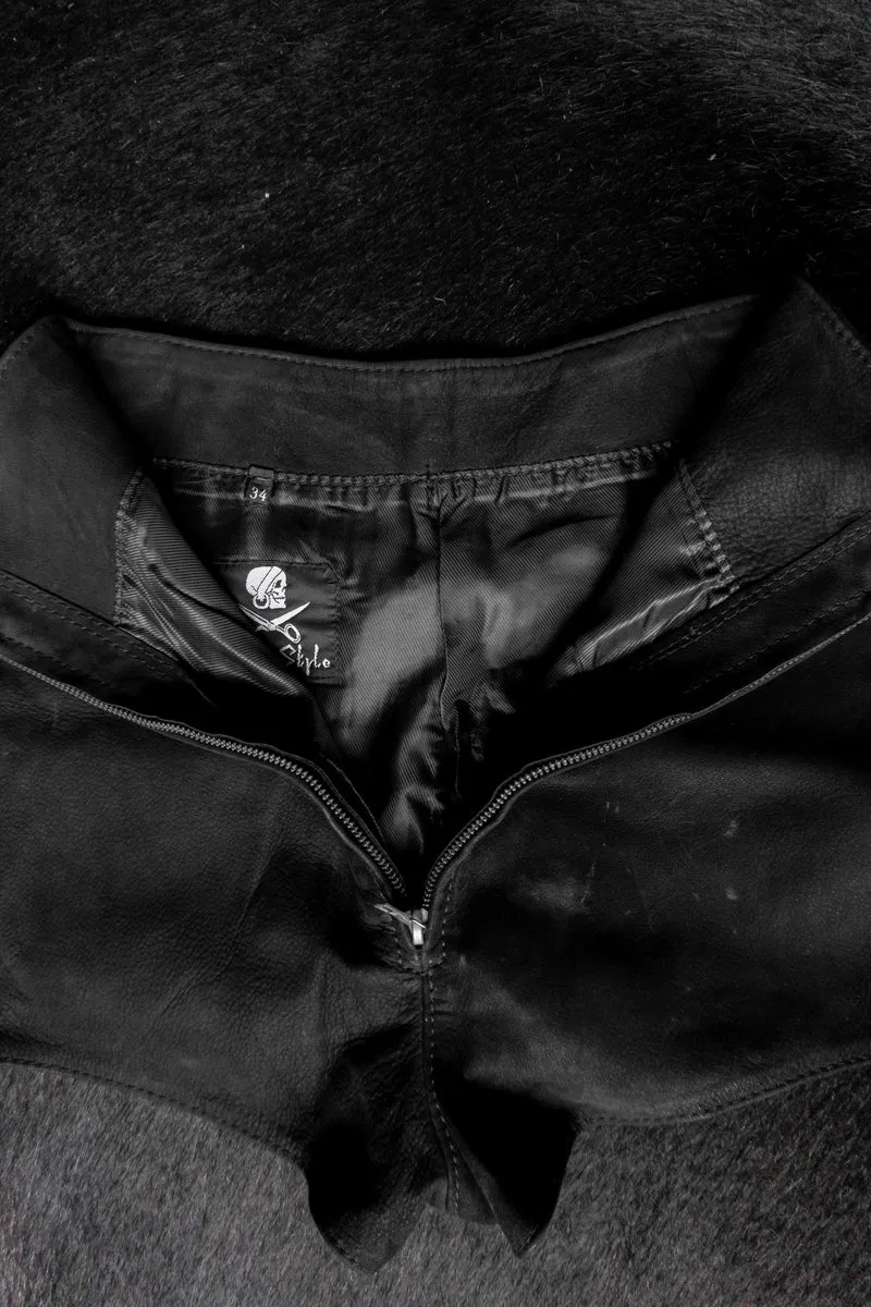 Vintage Pyrate Style Leder Shorts, Riri Zipper, XXS–XS
