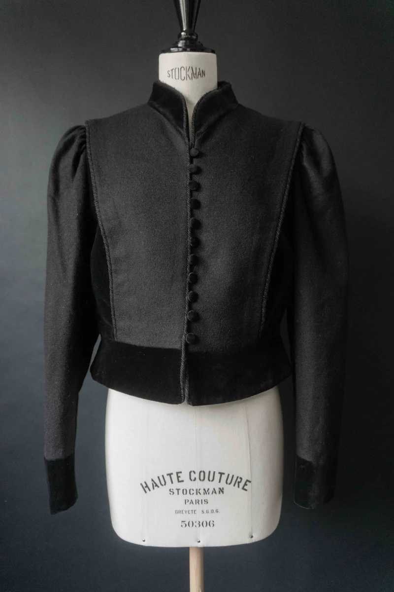 Vintage Dark Folklore Blazer, Wolle & Samt, S–M