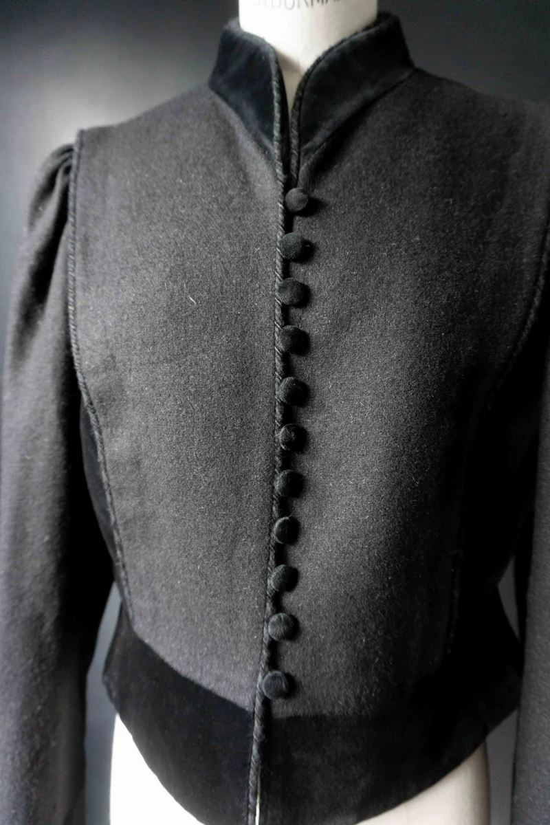 Vintage Dark Folklore Blazer, Wolle & Samt, S–M