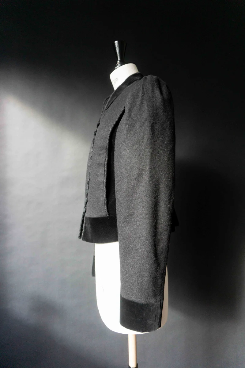 Vintage Dark Folklore Blazer, Wolle & Samt, S–M