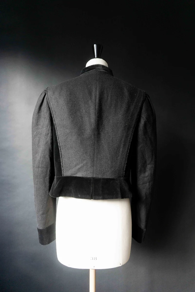 Vintage Dark Folklore Blazer, Wolle & Samt, S–M