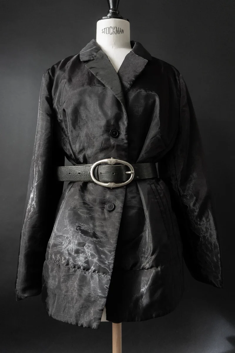 Vintage Organza Blazer, Schwarz, M–L