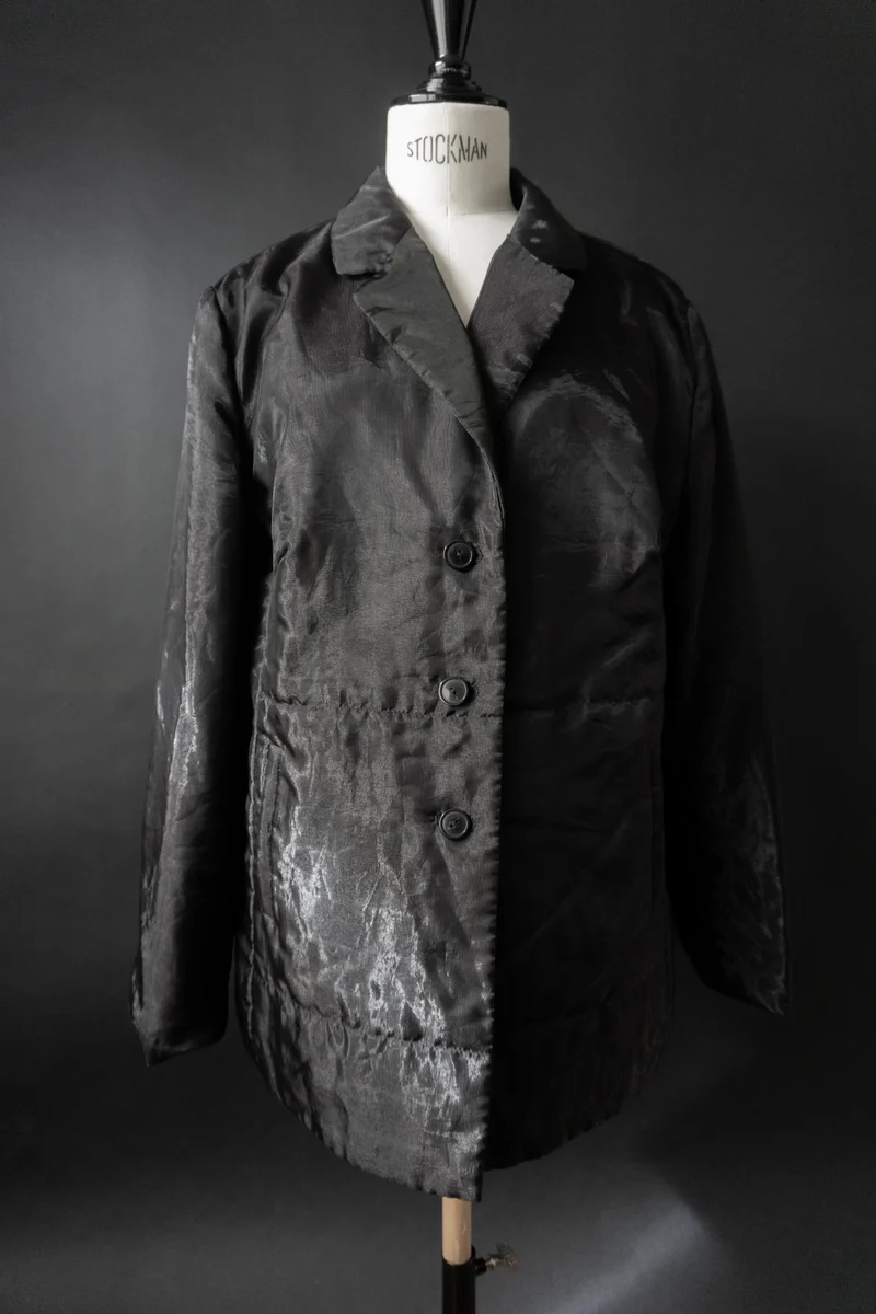 Vintage Organza Blazer, Schwarz, M–L