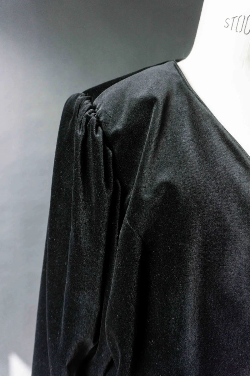 Vintage Samtblazer, witchy Puffärmel, M–L