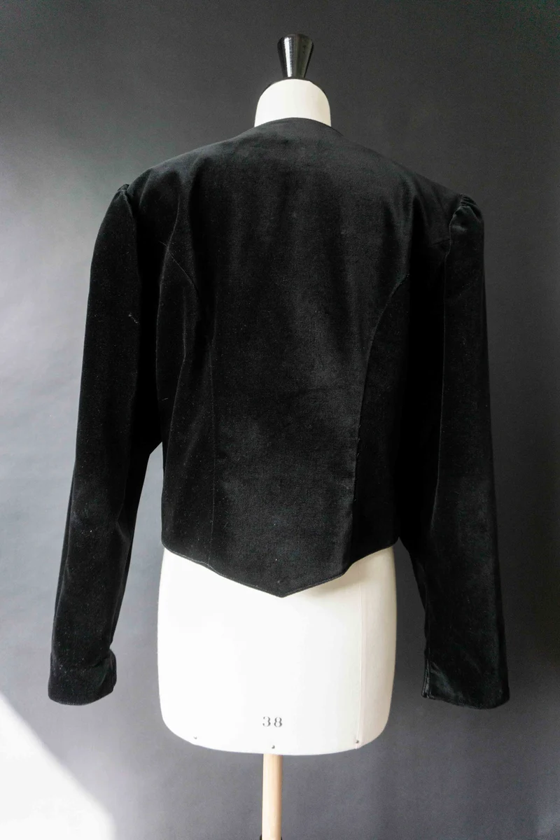 Vintage Samtblazer, witchy Puffärmel, M–L