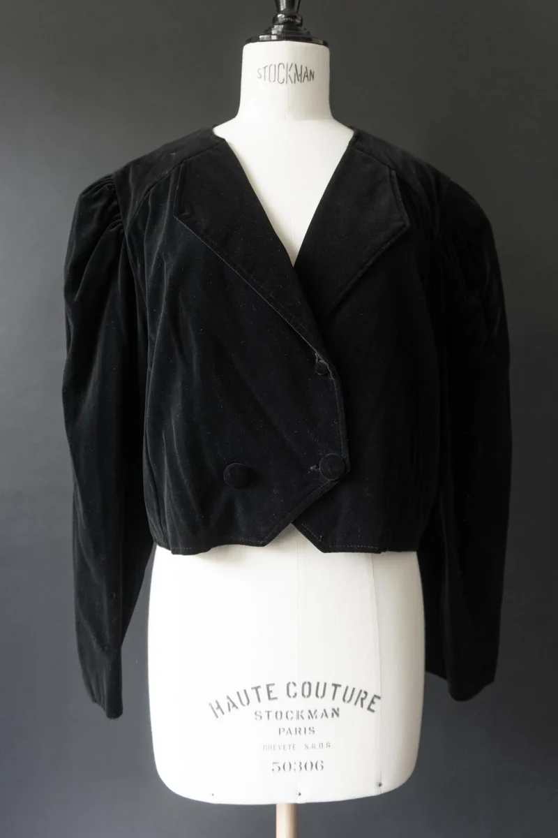 Vintage 80s Blazer, cropped Samt, M–L