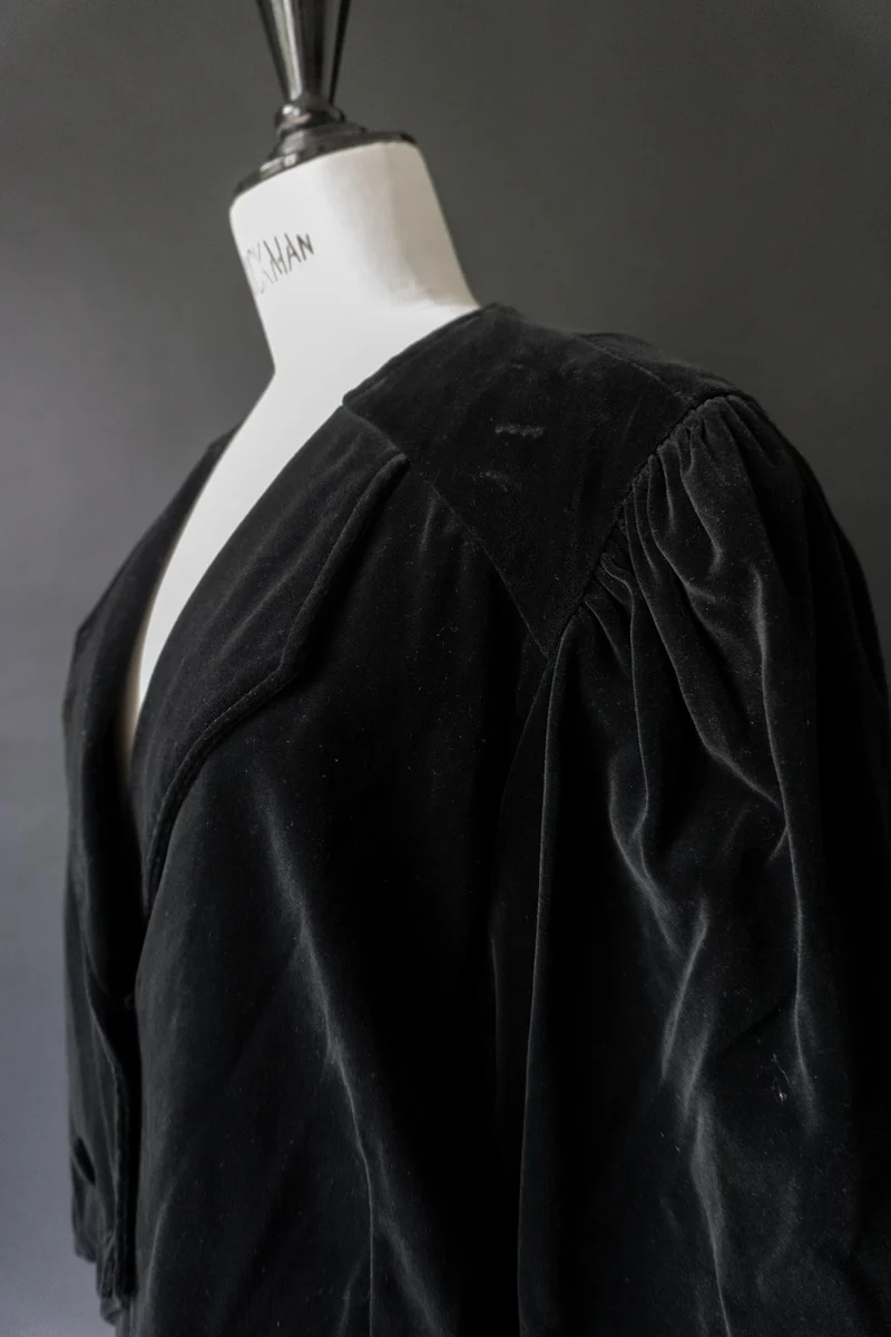 Vintage 80s Blazer, cropped Samt, M–L